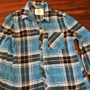 TrendyJustice teal blue and black button up shirt